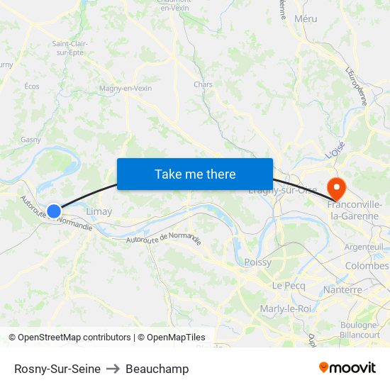 Rosny-Sur-Seine to Beauchamp map