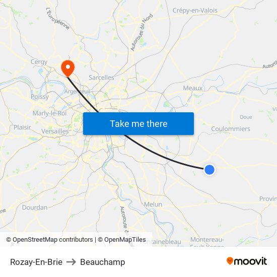 Rozay-En-Brie to Beauchamp map
