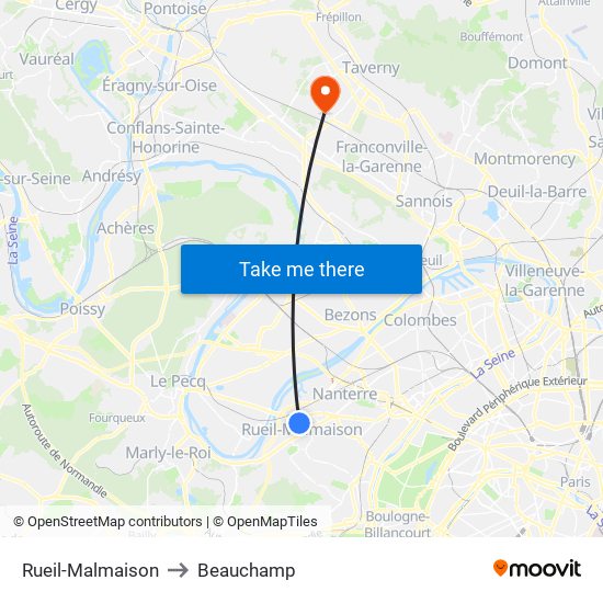 Rueil-Malmaison to Beauchamp map