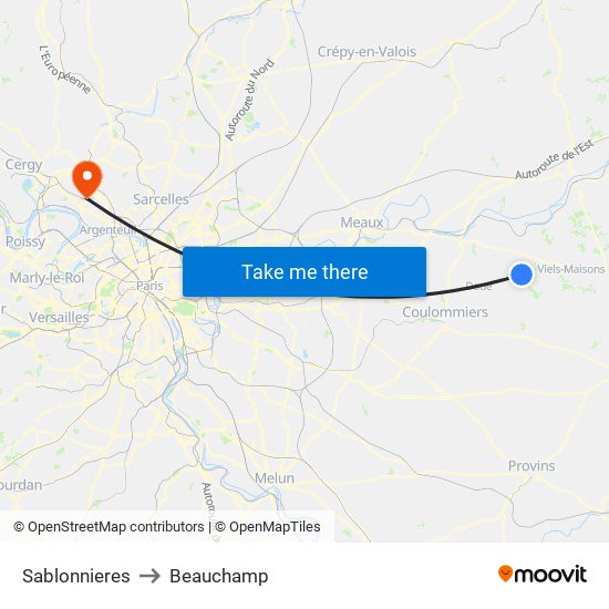 Sablonnieres to Beauchamp map