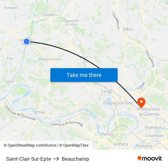 Saint-Clair-Sur-Epte to Beauchamp map