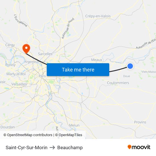 Saint-Cyr-Sur-Morin to Beauchamp map