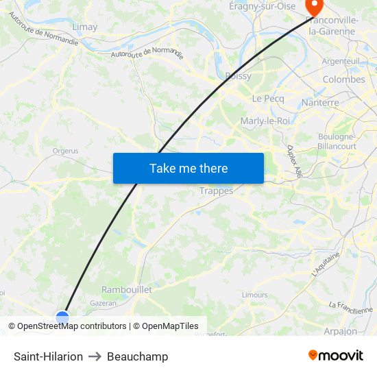 Saint-Hilarion to Beauchamp map