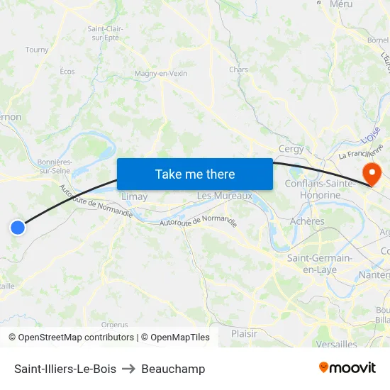Saint-Illiers-Le-Bois to Beauchamp map