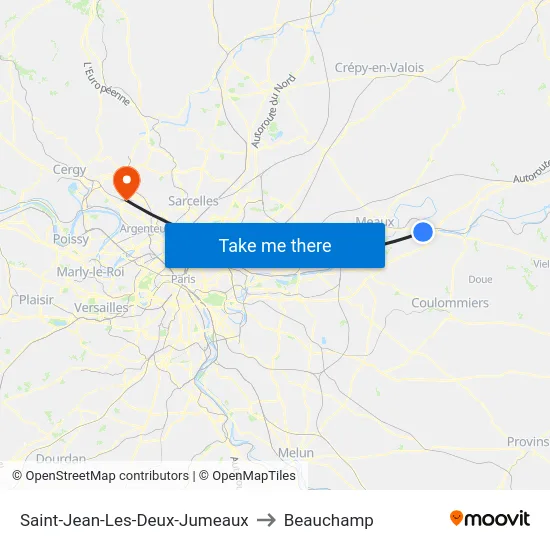 Saint-Jean-Les-Deux-Jumeaux to Beauchamp map