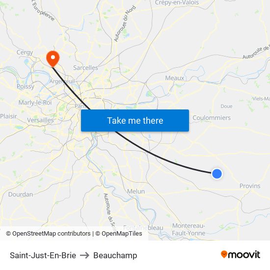 Saint-Just-En-Brie to Beauchamp map
