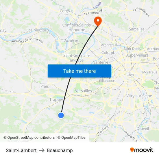 Saint-Lambert to Beauchamp map