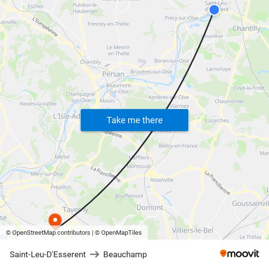 Saint-Leu-D'Esserent to Beauchamp map
