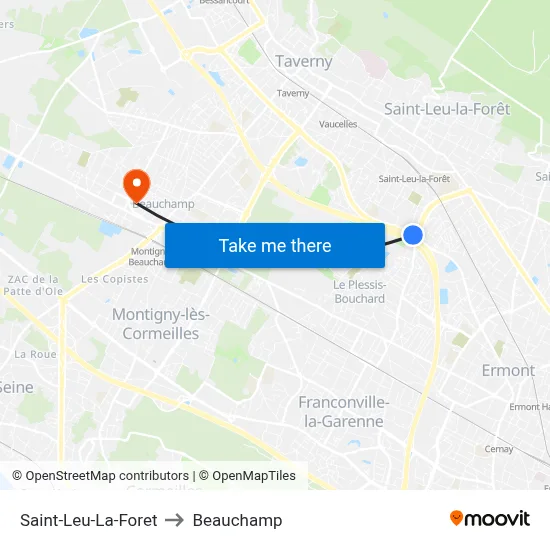 Saint-Leu-La-Foret to Beauchamp map