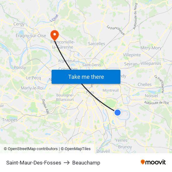 Saint-Maur-Des-Fosses to Beauchamp map