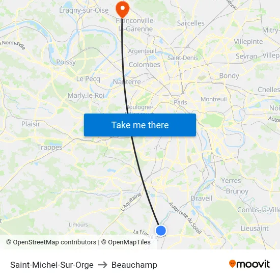Saint-Michel-Sur-Orge to Beauchamp map