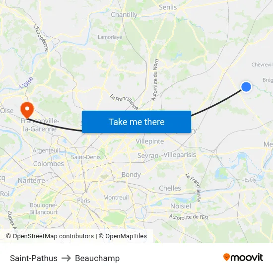 Saint-Pathus to Beauchamp map