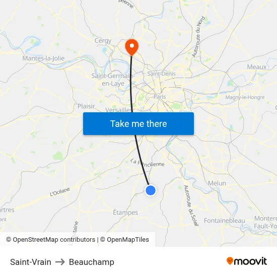 Saint-Vrain to Beauchamp map