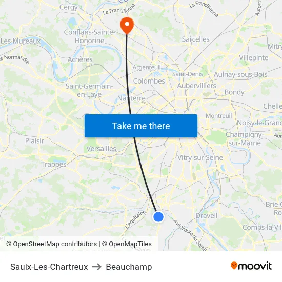 Saulx-Les-Chartreux to Beauchamp map
