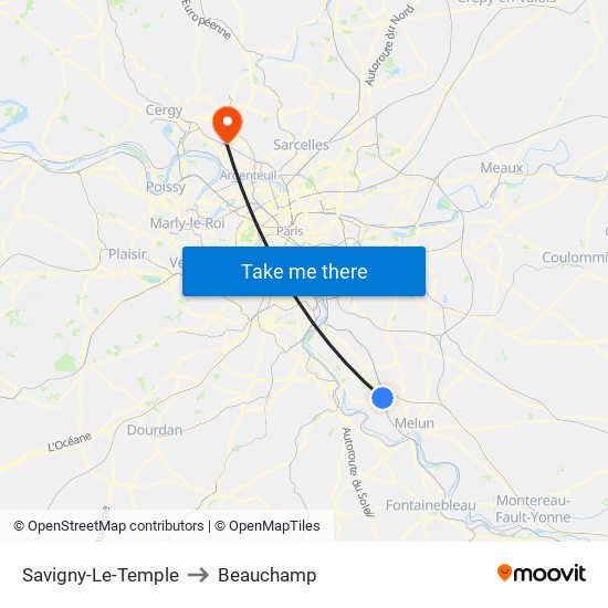 Savigny-Le-Temple to Beauchamp map