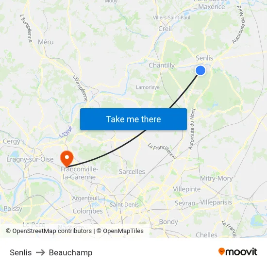 Senlis to Beauchamp map