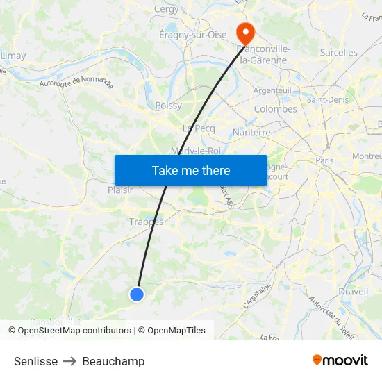Senlisse to Beauchamp map