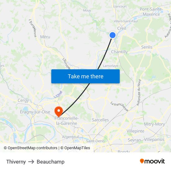 Thiverny to Beauchamp map