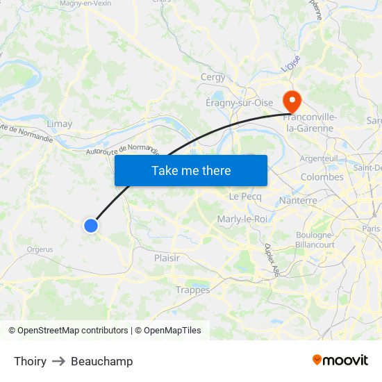 Thoiry to Beauchamp map