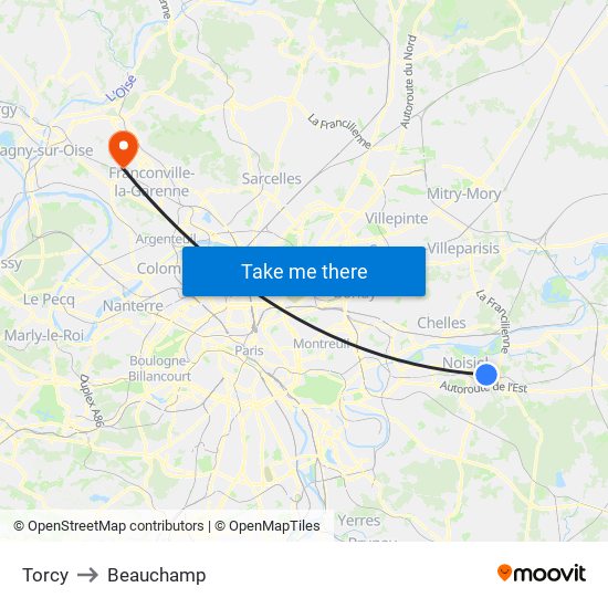 Torcy to Beauchamp map