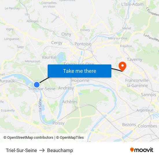 Triel-Sur-Seine to Beauchamp map