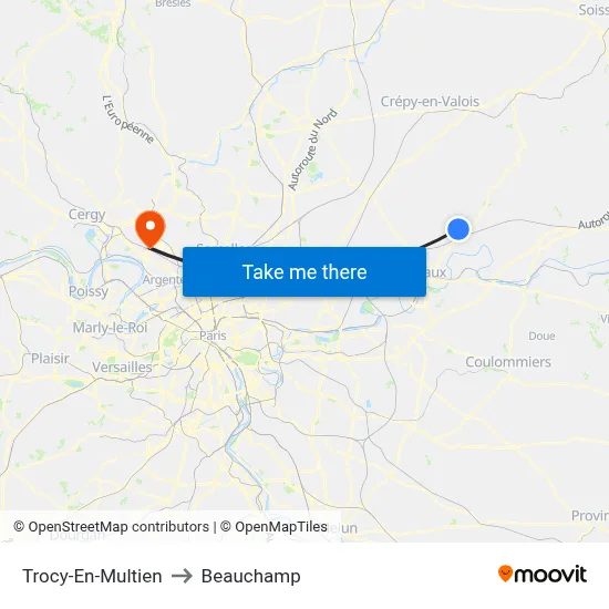 Trocy-En-Multien to Beauchamp map