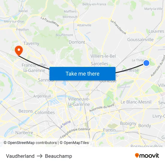 Vaudherland to Beauchamp map