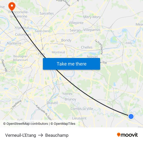 Verneuil-L'Etang to Beauchamp map