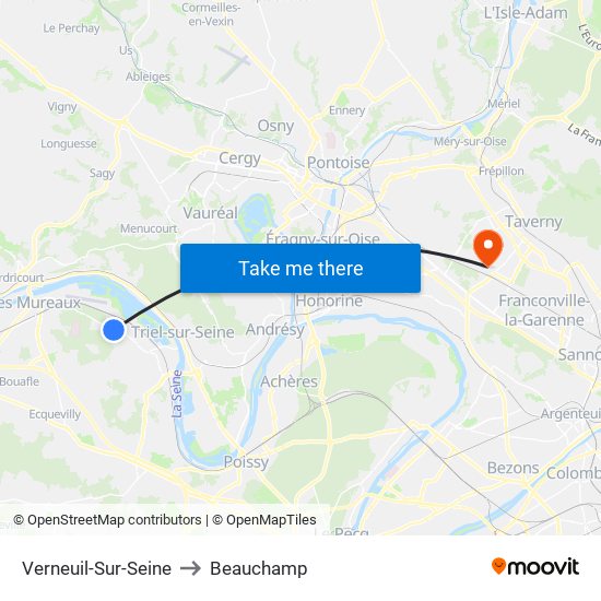 Verneuil-Sur-Seine to Beauchamp map