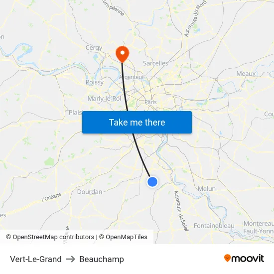 Vert-Le-Grand to Beauchamp map