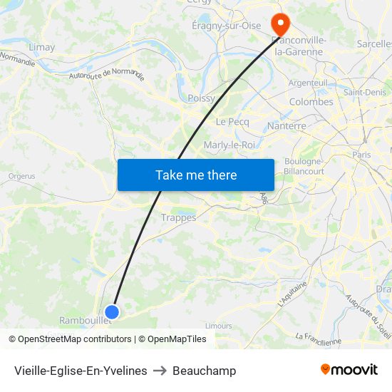 Vieille-Eglise-En-Yvelines to Beauchamp map