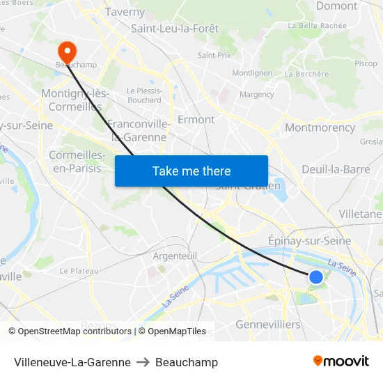 Villeneuve-La-Garenne to Beauchamp map
