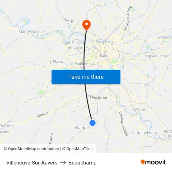 Villeneuve-Sur-Auvers to Beauchamp map