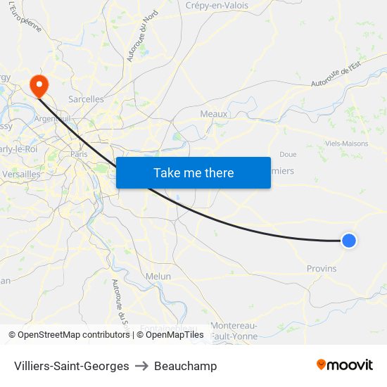 Villiers-Saint-Georges to Beauchamp map