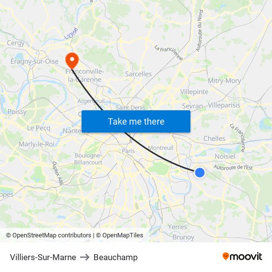 Villiers-Sur-Marne to Beauchamp map