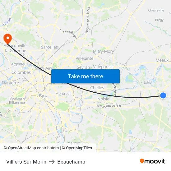 Villiers-Sur-Morin to Beauchamp map