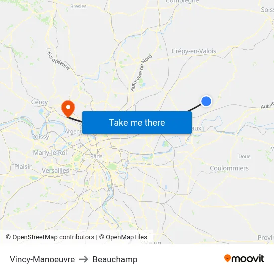 Vincy-Manoeuvre to Beauchamp map