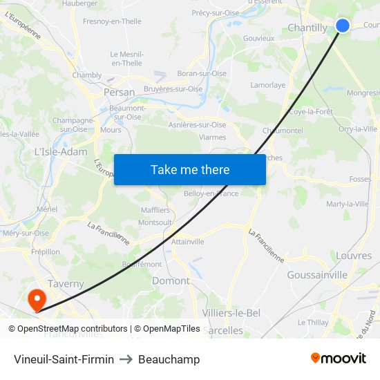 Vineuil-Saint-Firmin to Beauchamp map