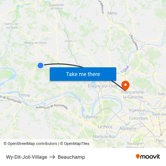 Wy-Dit-Joli-Village to Beauchamp map