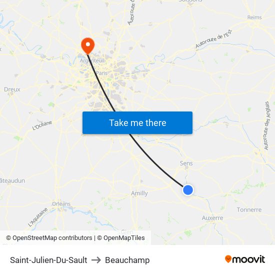 Saint-Julien-Du-Sault to Beauchamp map