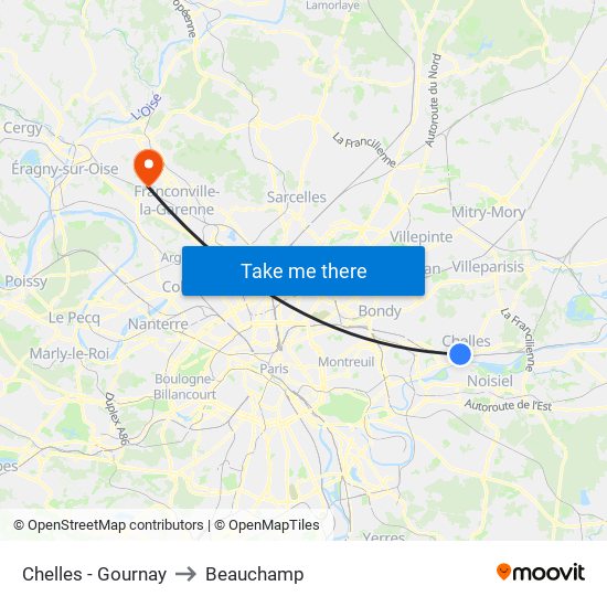 Chelles - Gournay to Beauchamp map