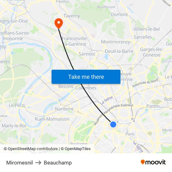 Miromesnil to Beauchamp map