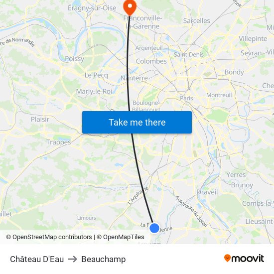 Château D'Eau to Beauchamp map