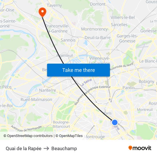 Quai de la Rapée to Beauchamp map