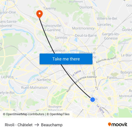 Rivoli - Châtelet to Beauchamp map