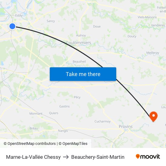 Marne-La-Vallée Chessy to Beauchery-Saint-Martin map
