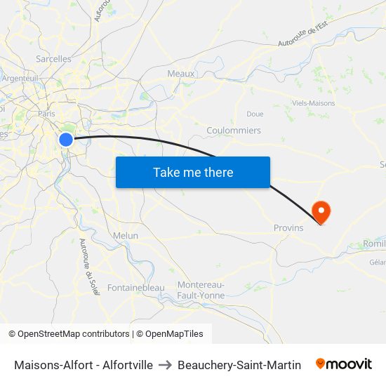 Maisons-Alfort - Alfortville to Beauchery-Saint-Martin map