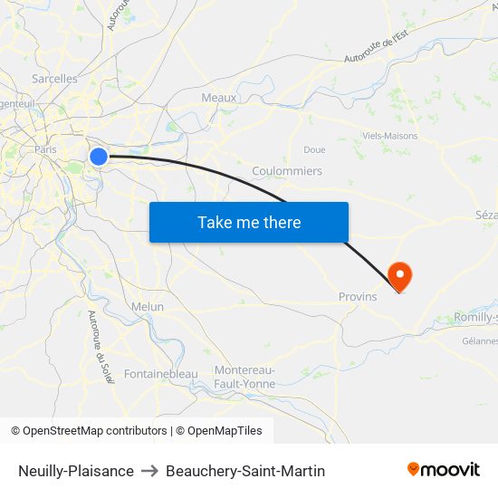 Neuilly-Plaisance to Beauchery-Saint-Martin map