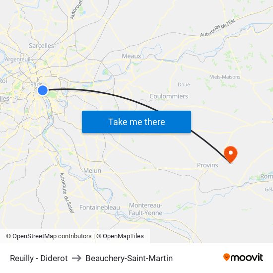Reuilly - Diderot to Beauchery-Saint-Martin map