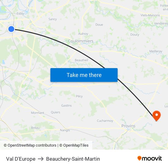 Val D'Europe to Beauchery-Saint-Martin map